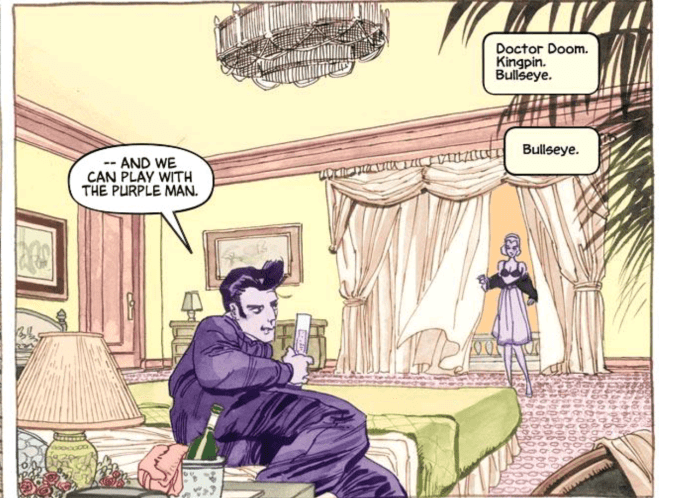 Karen Page in the clutches of David Tenn... I mean, the evil Purple Man