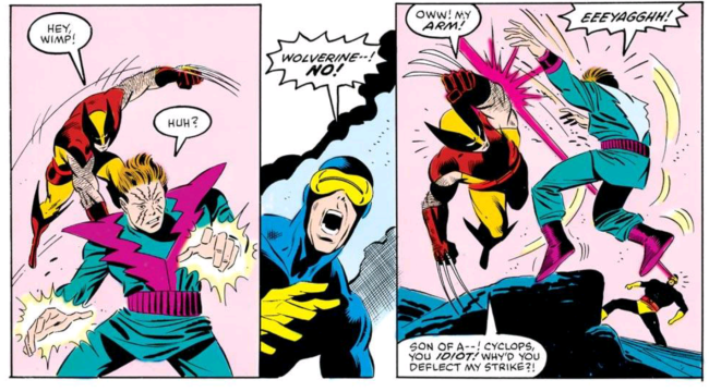 wolverine tries to kill molecule man before cyclops stops him