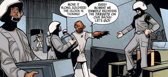 Inspired, Ackbar later busts an impressive rendition of Dire Straits's "Money for Nothing"at Officer's Club karaoke...