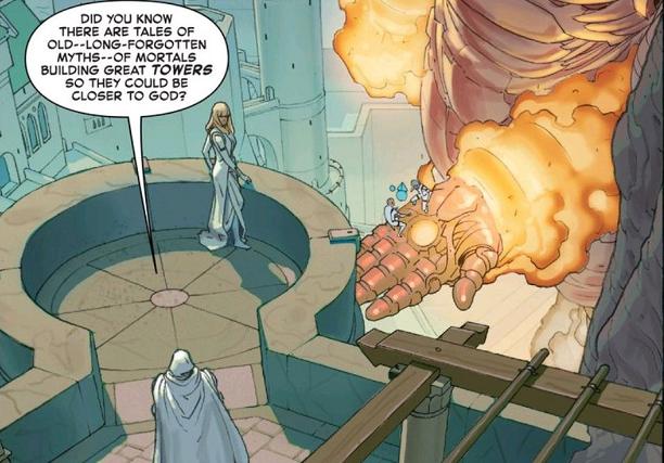 No, Vic- it's "Did it hurt when you fell from heaven?" Ugh. Do they not have cheesy pick-up lines on Battleworld?!