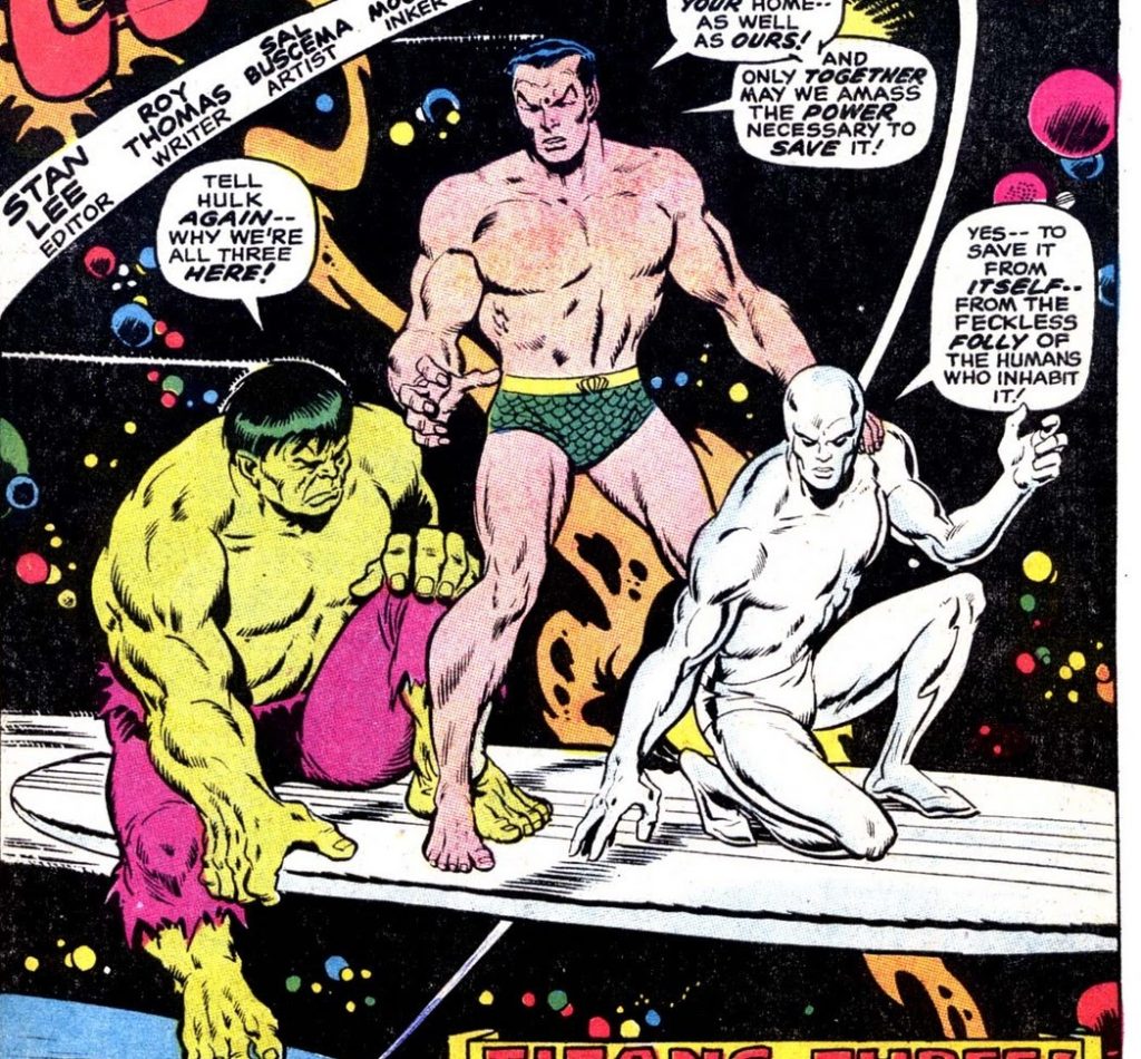 Silver Surfer teams up with the Defenders
