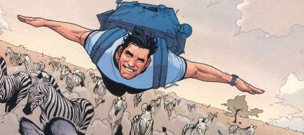 Superman flies with zebras