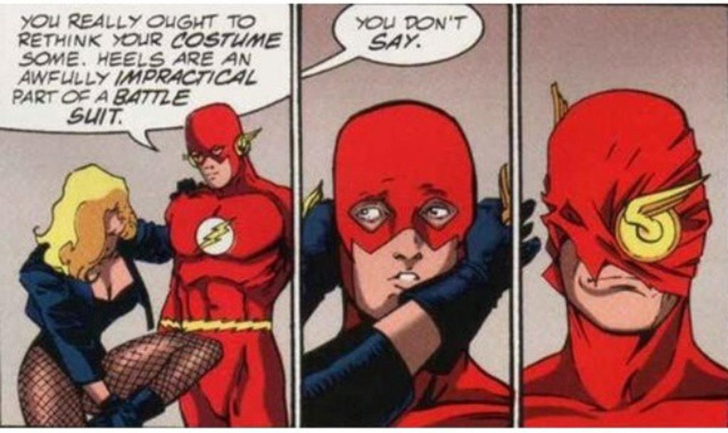 Black Canary teaches flash about superhero costumes