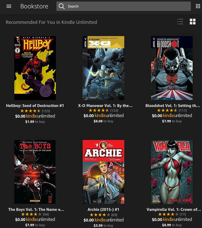 Comic Books on Kindle Unlimited