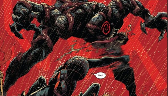 Miles Morales vs Venom in the comic written by Donny Cates and Ryan Stegman