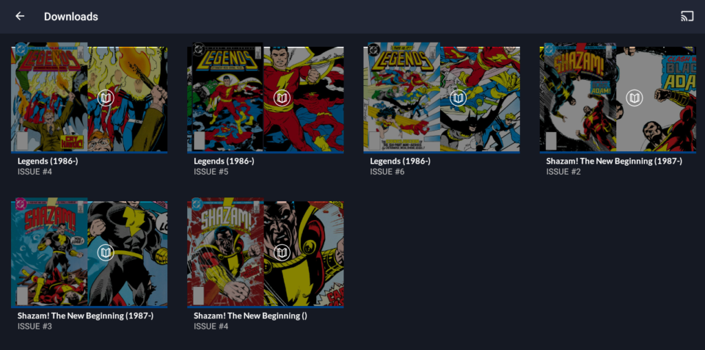 DC Universe downloaded comics app screen