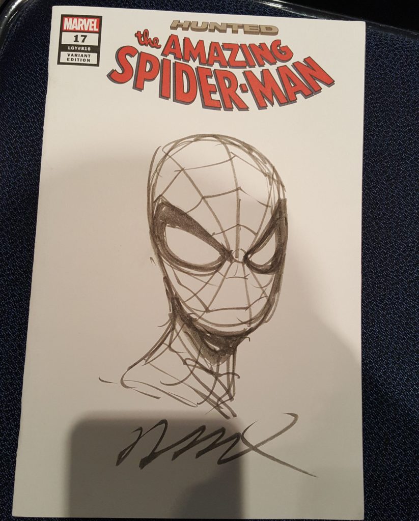 Humberto Ramos sketched a Spider-Man on my Amazing Spider-Man #17 comic