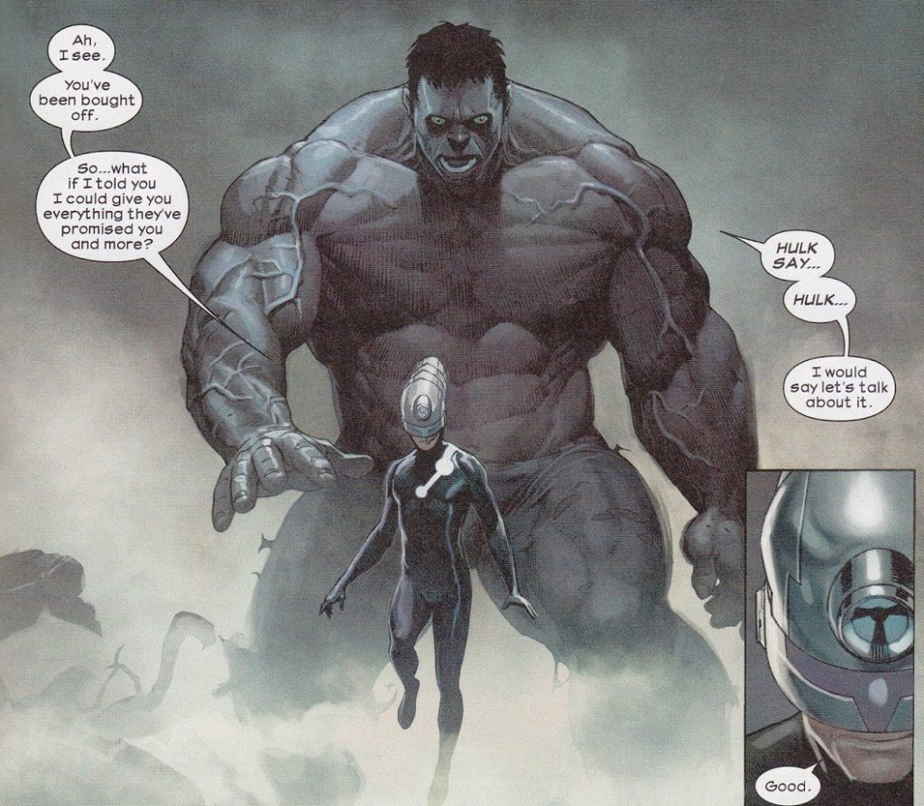 Hulk and Maker talk during Hickman era Ultimates comics