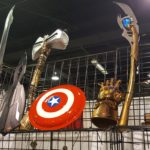 Comic Con Revolution Chicago display of MCU weapons