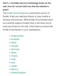 Kindle Cloud reader for comics